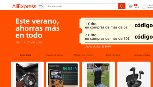 Promotional code AliExpress €1 discount over €5